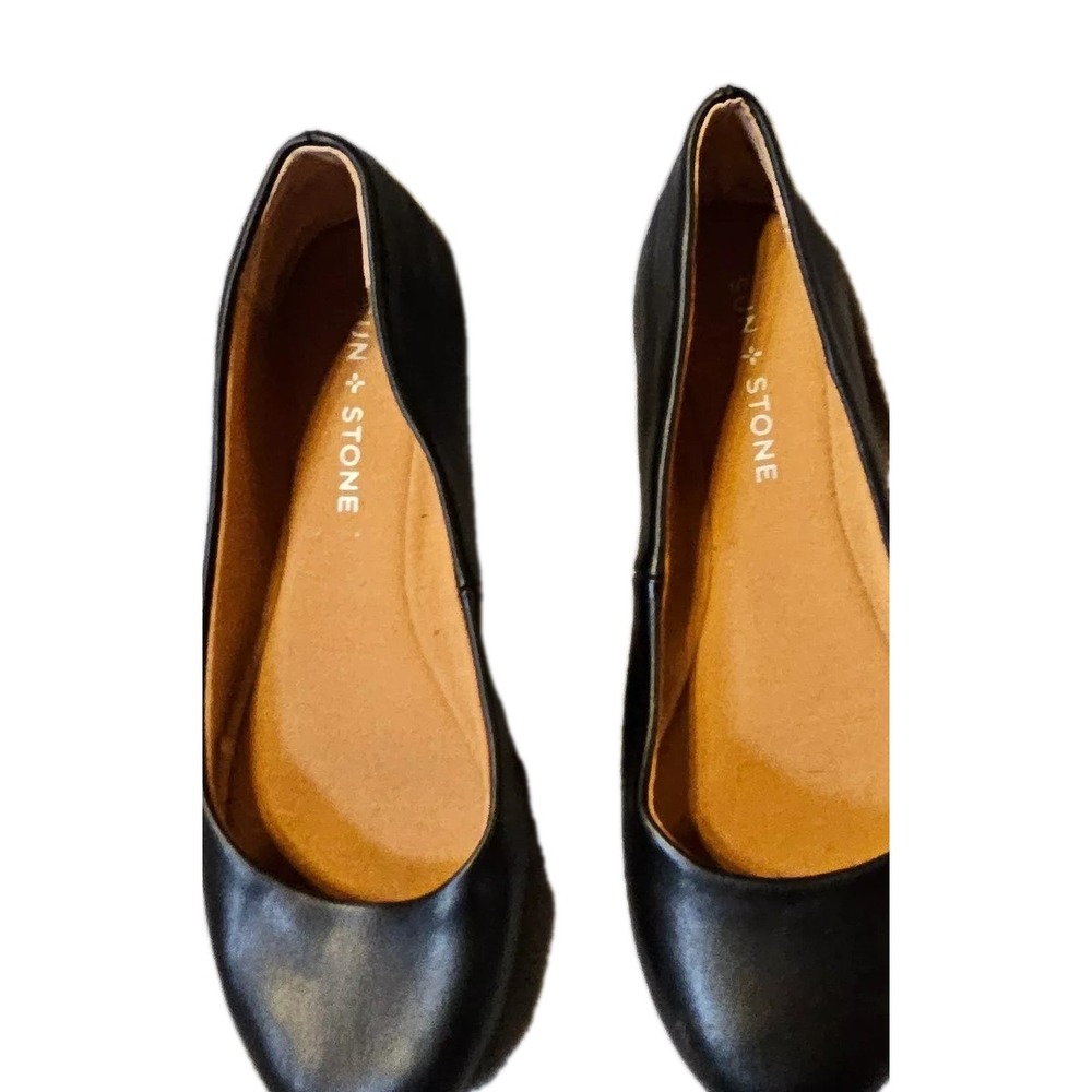 Sun+Stone Microfiber Eliana Black Ballet Flats Retro  Size 5 1/2 Casual Workwear